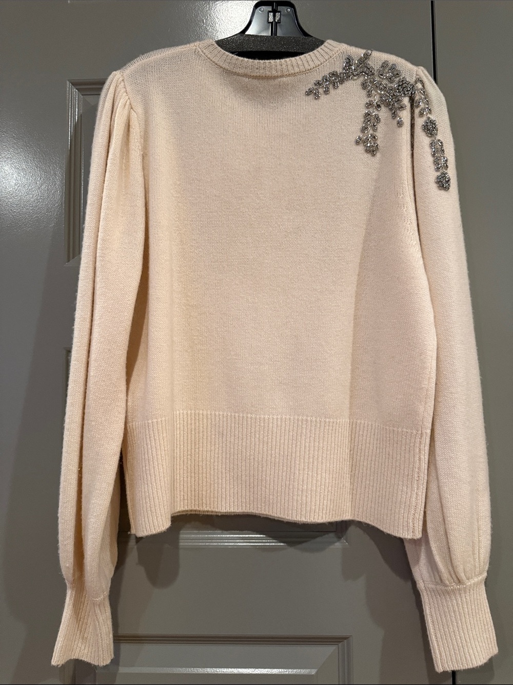 Beaded Embellished Cream Women's Sweater - Picture 5 of 6